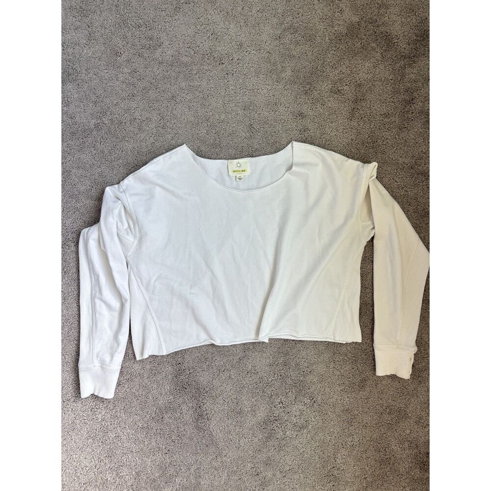 Offline By Aerie White Cropped Long Sleeve-Size M